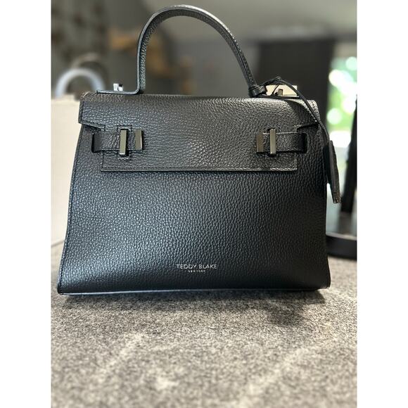 Teddy Blake Ava 11" Satchel – Black Cervo Leather, Ruthenium, Lock & Key- NWT - Picture 1 of 7